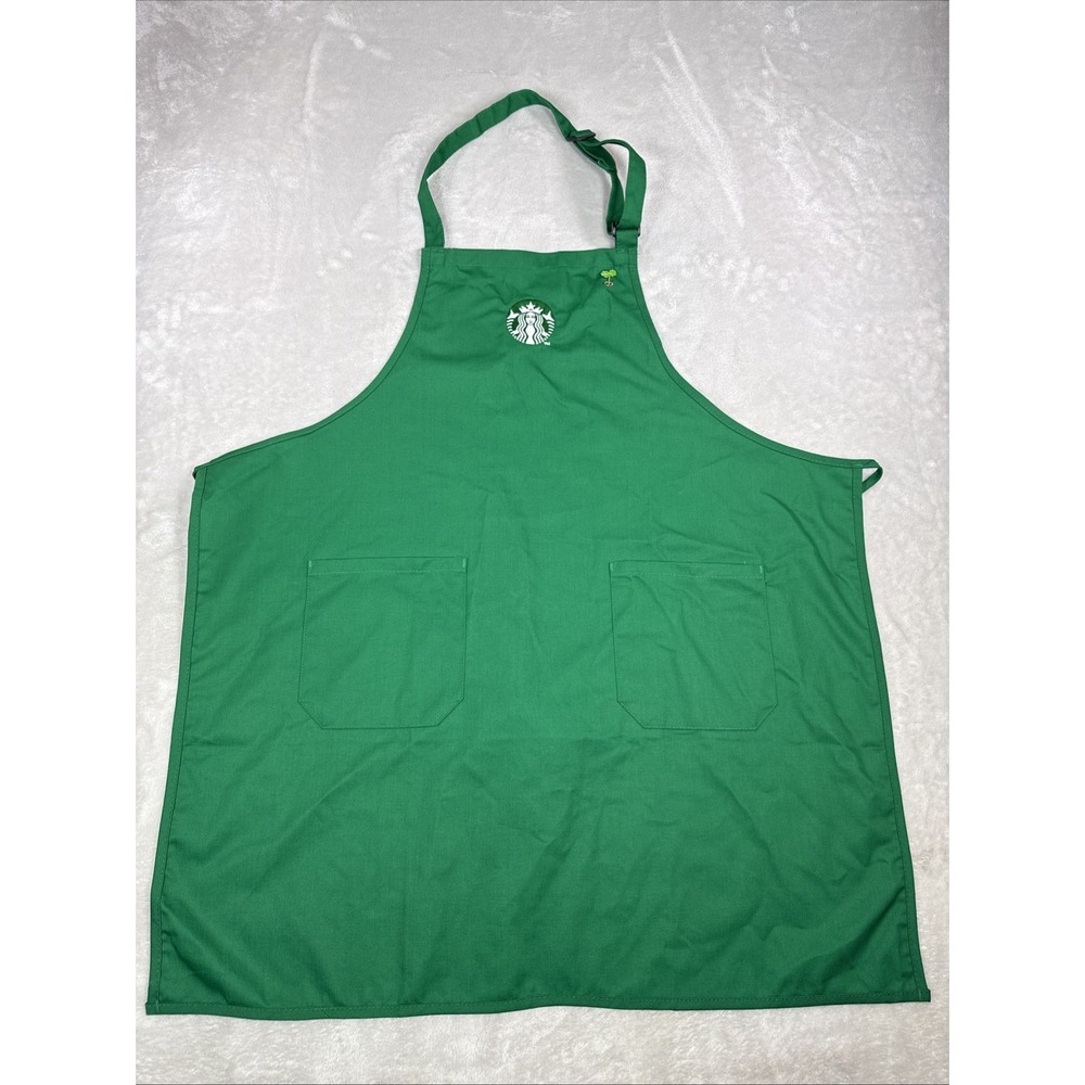 Starbucks Coffee Authentic Official Barista Green Apron With Barista Floral Pin